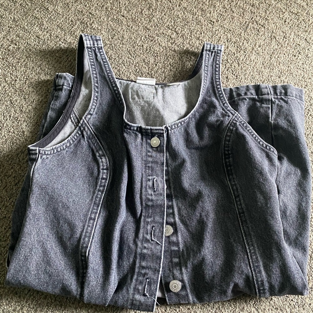 Levi's Black Washed Denim Tank with Button Front